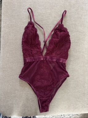 Victoria's Secret Plum Lace & Mesh Bodysuit